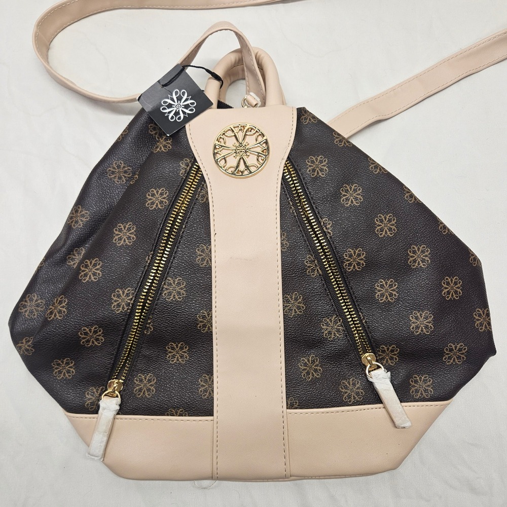 Avon‎ Monogram Backpack Womens OS Brown Cream Gold Hardware New